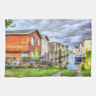 Bungalow Harbor Scenary Boat Landscape Kitchen Towel