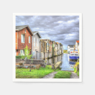 Bungalow Harbor Scenary Boat Landscape            Napkins