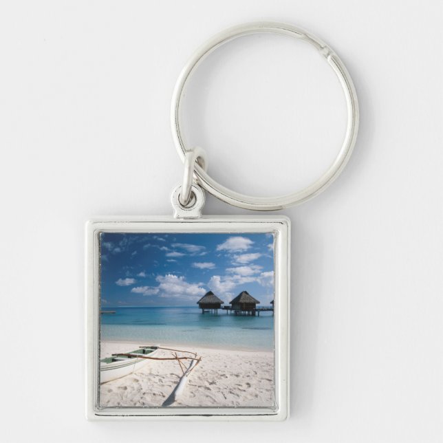 Bungalows from beach Motu Toopua Keychain (Front)