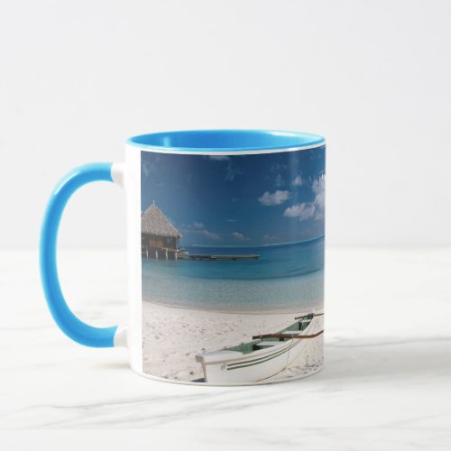 Bungalows from beach Motu Toopua Mug