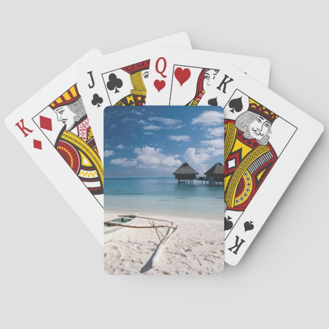 Bungalows from beach Motu Toopua Poker Cards (Back)