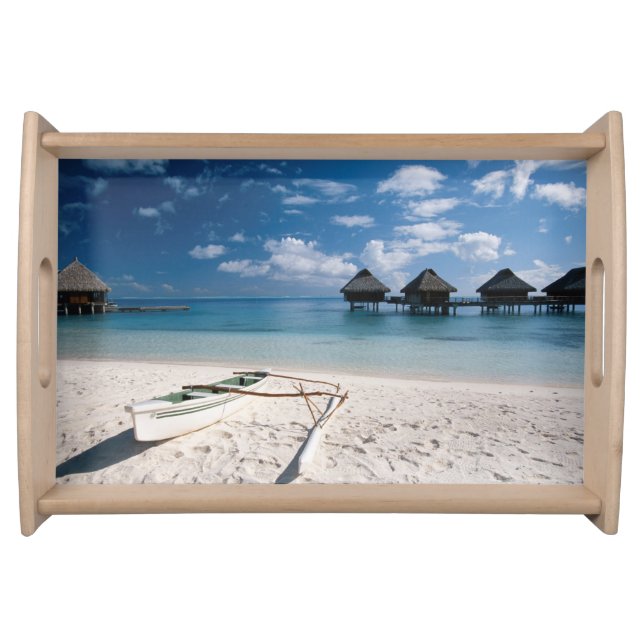 Bungalows from beach Motu Toopua Serving Tray (Front)