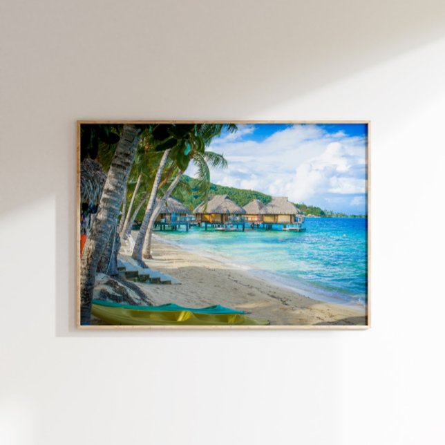 Bungalows Turquoise Ocean Bora Bora Islands Poster (Creator Uploaded)