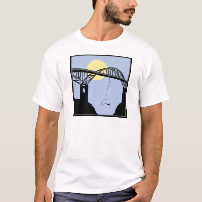 Bungee Jumping Bridge Scene T-Shirt (Front)