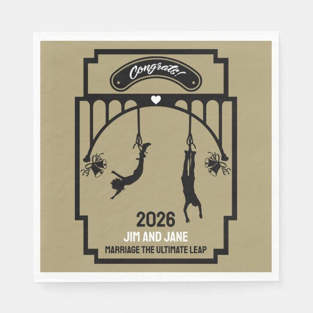 Bungee Jumping Wedding Gift Napkins (Front)