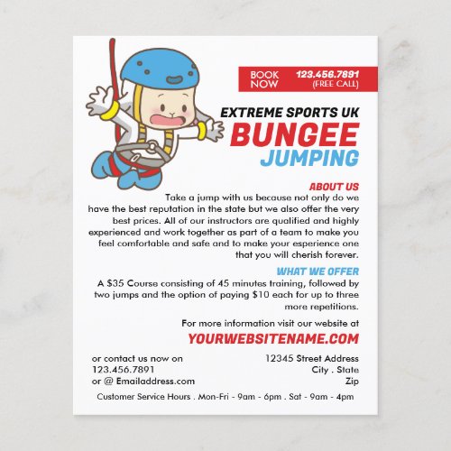 Bunjee Cartoon _ Bungee Jumping Course Advertising Flyer