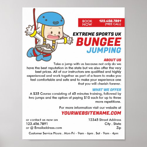 Bunjee Cartoon _ Bungee Jumping Course Advertising Poster
