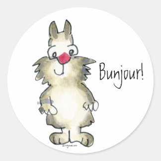 Bunjour! Cartoon Rabbit Sticker