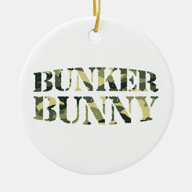 BUNKER BUNNY CAMO / CAMOUFLAGE CERAMIC ORNAMENT (Front)