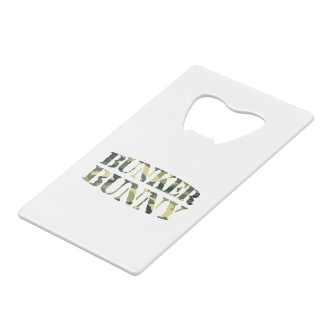 BUNKER BUNNY CAMO / CAMOUFLAGE CREDIT CARD BOTTLE OPENER (Front Angled)