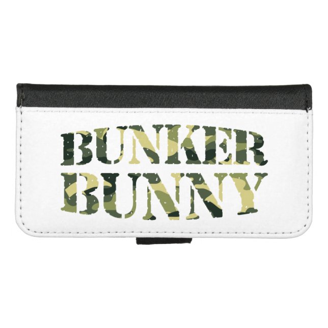 BUNKER BUNNY CAMO / CAMOUFLAGE iPhone WALLET CASE (Front (Horizontal))