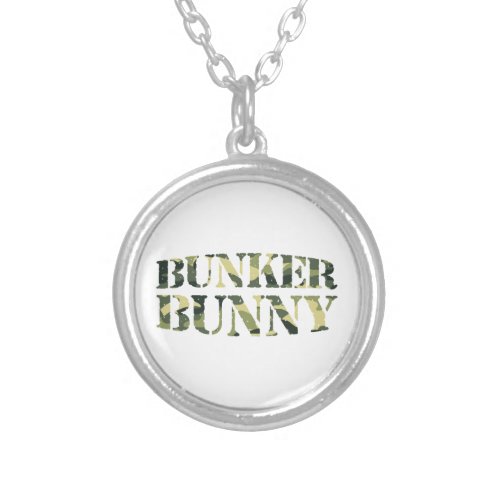 BUNKER BUNNY CAMO  CAMOUFLAGE SILVER PLATED NECKLACE
