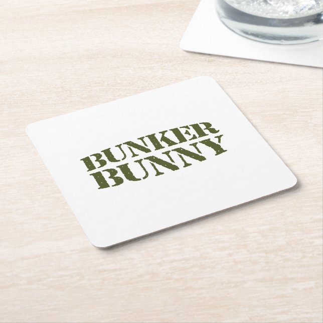 BUNKER BUNNY SQUARE PAPER COASTER (Angled)