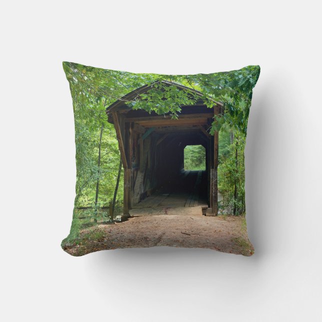 Bunker Hill Covered Bridge Throw Pillow (Front)