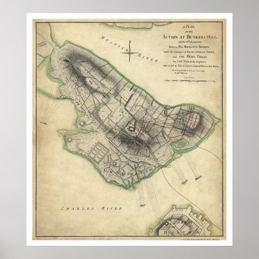 Bunker Hill War Map - 1775 Poster | Zazzle