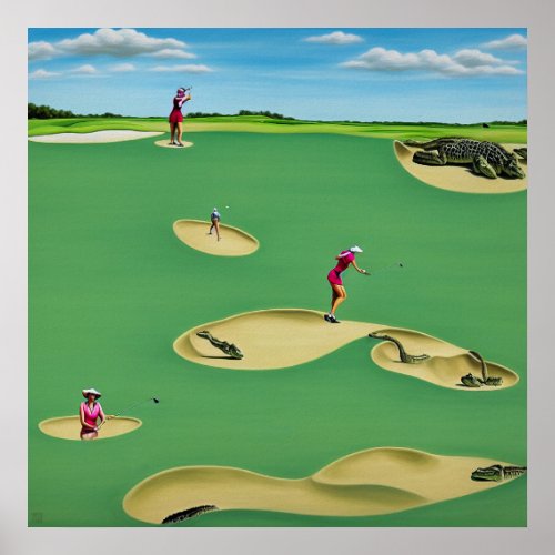 Bunker Trouble _ Surrealist Golf Print