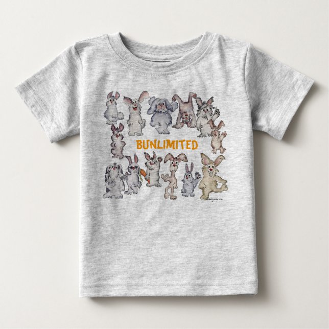 Bunlimited Cartoon Rabbits Funny Baby Baby T-Shirt (Front)