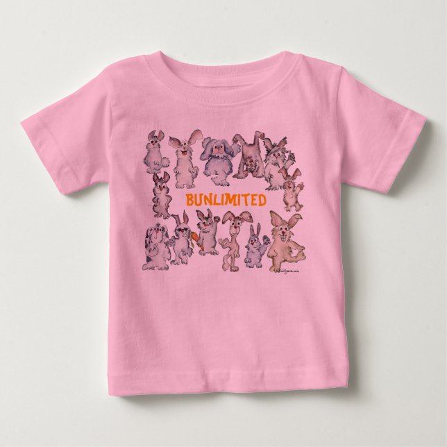 Bunlimited Cartoon Rabbits Funny Baby Baby T-Shirt (Front)