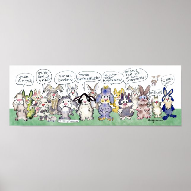 Bunlimited Upliftment-Feel Good Rabbit Love Puns Poster (Front)