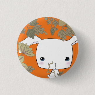 Bunneh Pi hiding (orange clematis washi print) Pinback Button