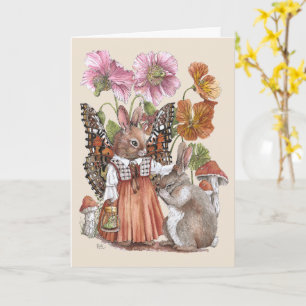 Bunnerfly Comforting Rabbit Whimsical Watercolor Card