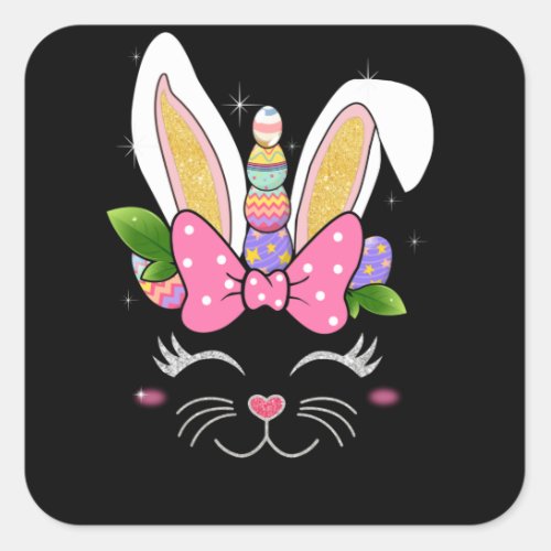 Bunnicorn Easter Bunny Unicorn Rabbit Cute Square Sticker