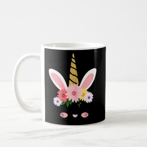 Bunnicorn Easter With Floral Unicorn And Bunny Ear Coffee Mug