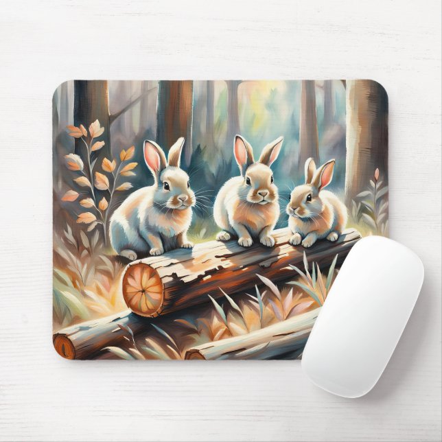 Bunnie In Forest Mouse Pad (With Mouse)