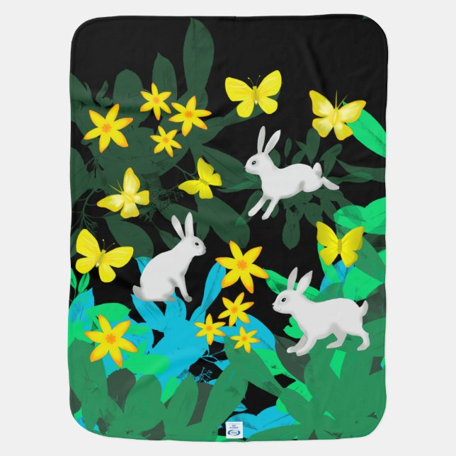 Bunnies and butterflies baby blanket (Back)