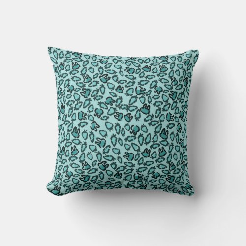 Bunnies and Carrots Pattern in Easter Blues Throw Pillow