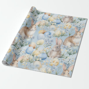 Bunnies and Egg Garden Wrapping Paper