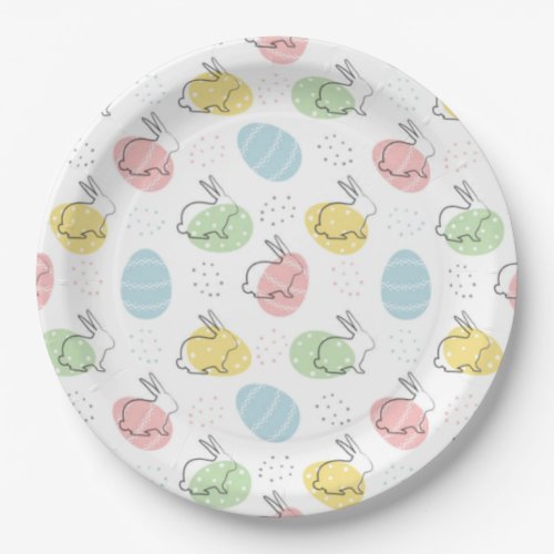 Bunnies And Eggs Easter Paper Plates