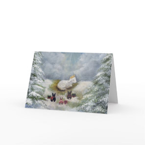 Bunnies and Lamb Christmas Card