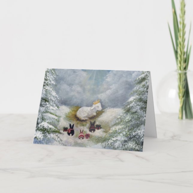 Bunnies and Lamb Christmas Card (Front)