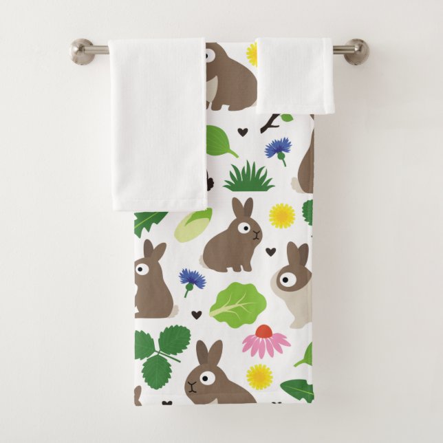 Bunnies And Their Treats Bath Towel Set (Insitu)