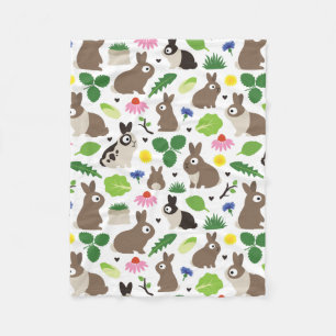 Bunnies And Their Treats Fleece Blanket