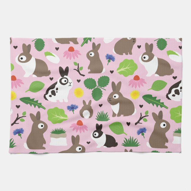 Bunnies And Their Treats Kitchen Towel (Horizontal)