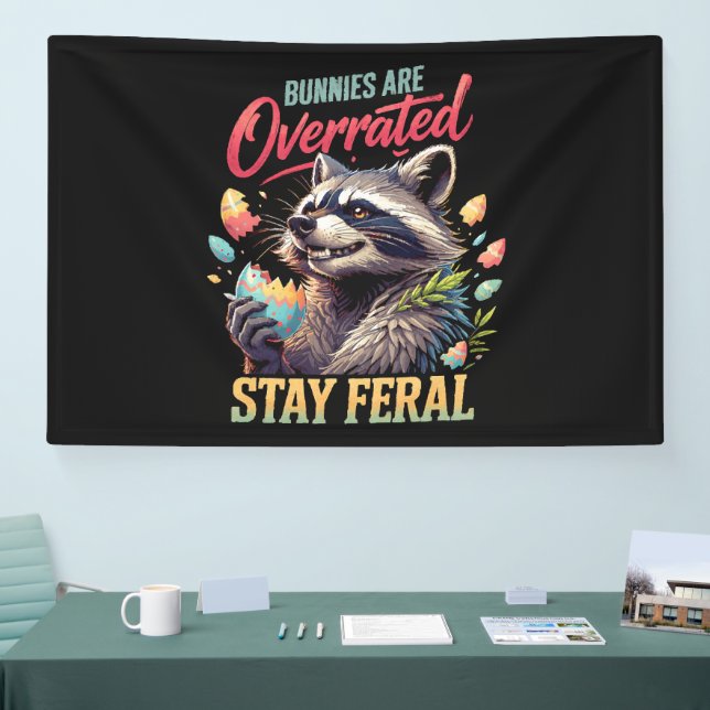 Bunnies Are Overrated Stay Feral Banner (Tradeshow)