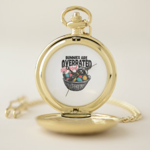Bunnies are Overrated Stay Feral Raccoon Eggs Happ Pocket Watch