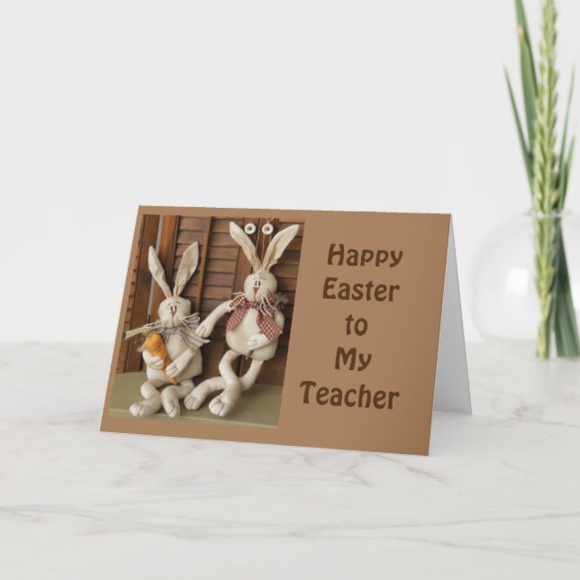 BUNNIES ARE SAYING "HAPPY EASTER" TEACHER! CARD (Front)