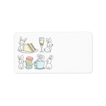 Bunnies At Afternoon Tea Label by bunnieswithstuff at Zazzle
