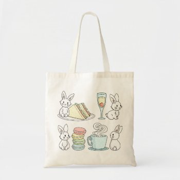 Bunnies At Afternoon Tea Tote Bag by bunnieswithstuff at Zazzle
