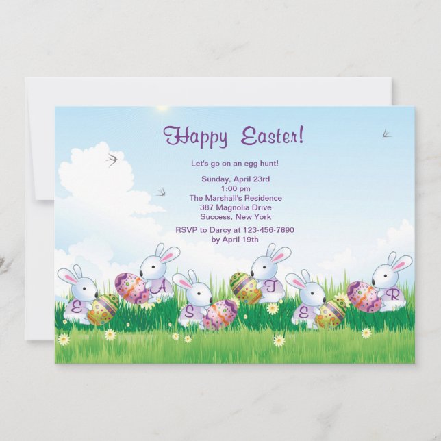 Bunnies At Play Easter Invitation (Front)