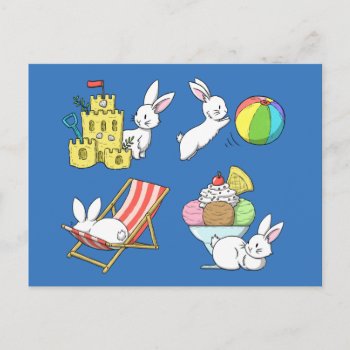 Bunnies At The Beach Postcard by bunnieswithstuff at Zazzle