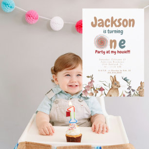 Bunnies Baby 1st Birthday Party Invitation