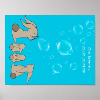 Bunnies Blowing Bobbles Poster by CateLE at Zazzle