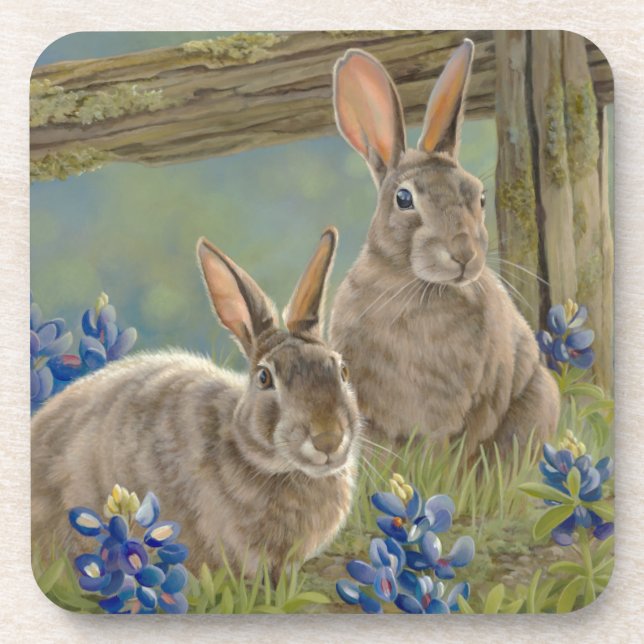 Bunnies & Bluebonnets Beverage Coaster (Front)