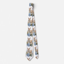 Bunnies Bunny Flower Rabbit Neck Tie