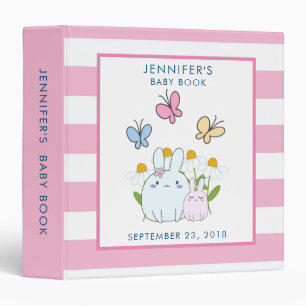 Bunnies, Butterflies & Daisies Baby Book 3 Ring Binder