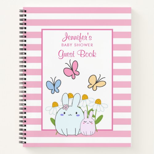 Bunnies Butterflies  Daisies Baby Shower Notebook